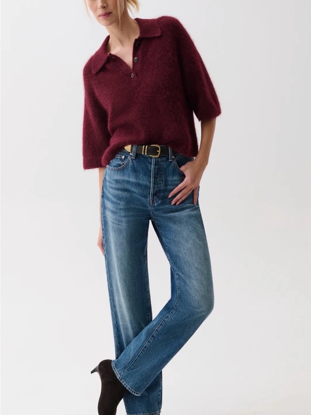 pistola Straight Leg High-Rise Jeans in Medium Blue Wash